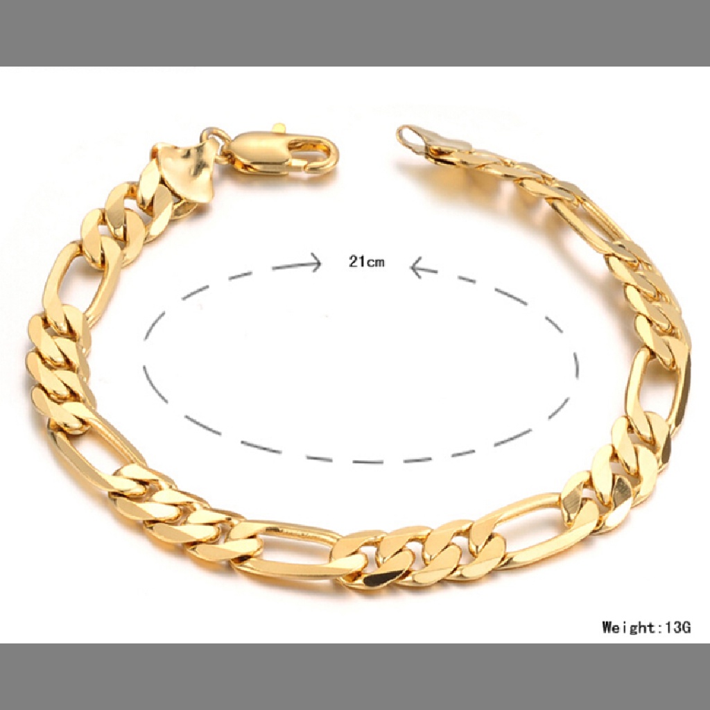 (AdornmentNo1) 2015 Gelang Tangan Rantai Lapis Emas 18K Untuk Pria