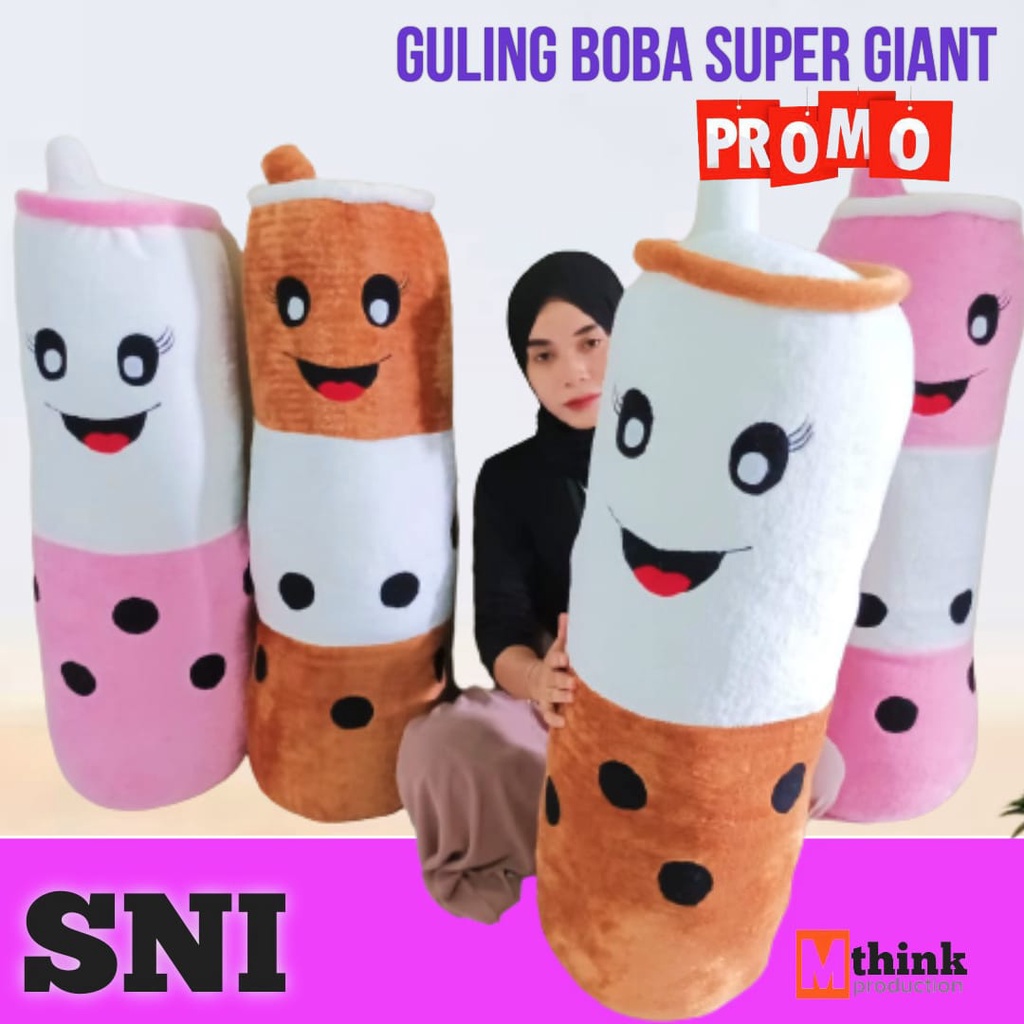 Boneka boba guling super jumbo / Guling boba super giant / ukuran 1 meter berlabel SNI original