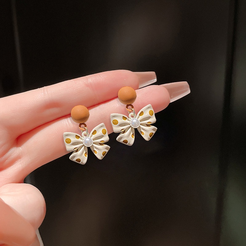 Anting Tusuk Bentuk Polkadot Orange Untuk Wanita Korea Aksesoris Telinga Lucu