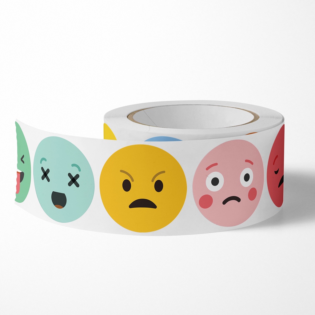 [500PCS/ROLL] STICKER LABEL KARTUN MINI EMOTICON LUCU STIKER DEKORASI PACKAGING HAMPERS