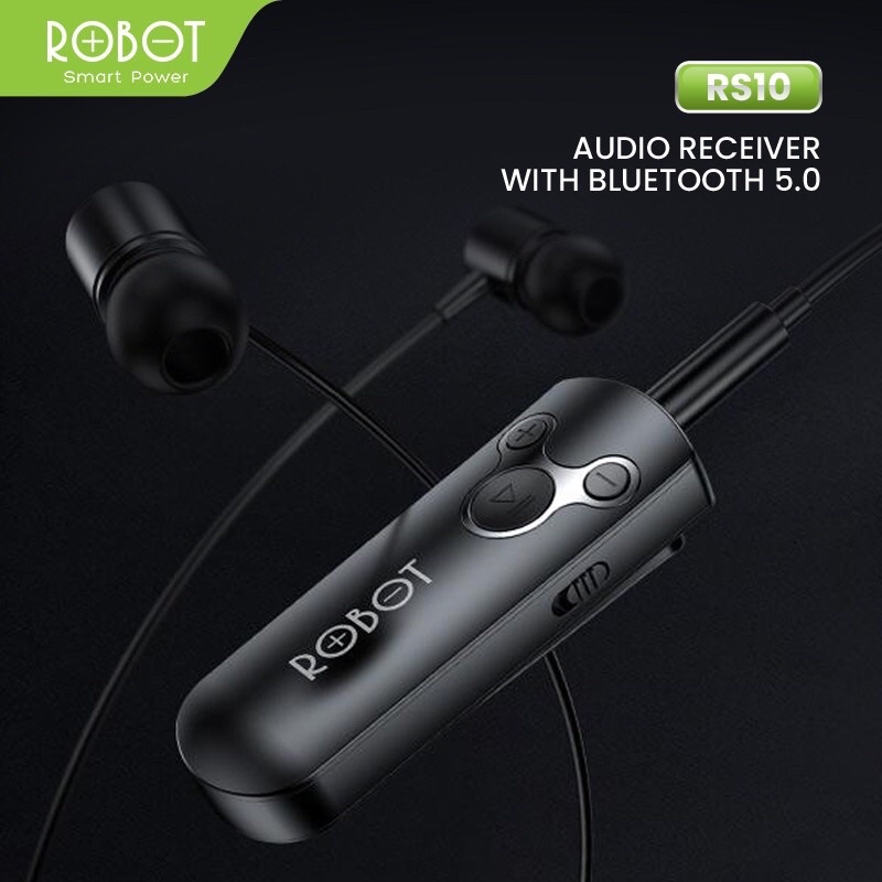 ROBOT Bluetooth Receive RS10 for Headset Earphone Compatible Jack AUX 3.5mm - Garansi 1 Tahun