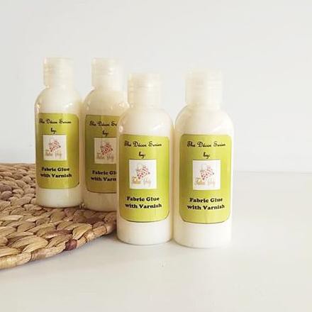 

Fabric glue with Varnish 60 mili. Lem Kain dengan Vernish Untuk Kerajinan Decoupage KODE BARANG 52