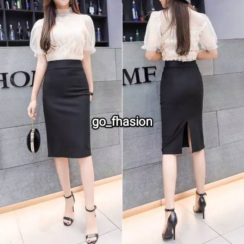 Rok Span Pendek Wanita Rok Span Bahan Scuba Formal Kantor Rok Pendek Rok Span Kantoran