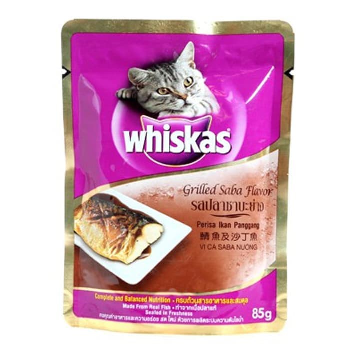 MAKANAN KUCING WHISKAS POUCH GRILLED SABA 85GR