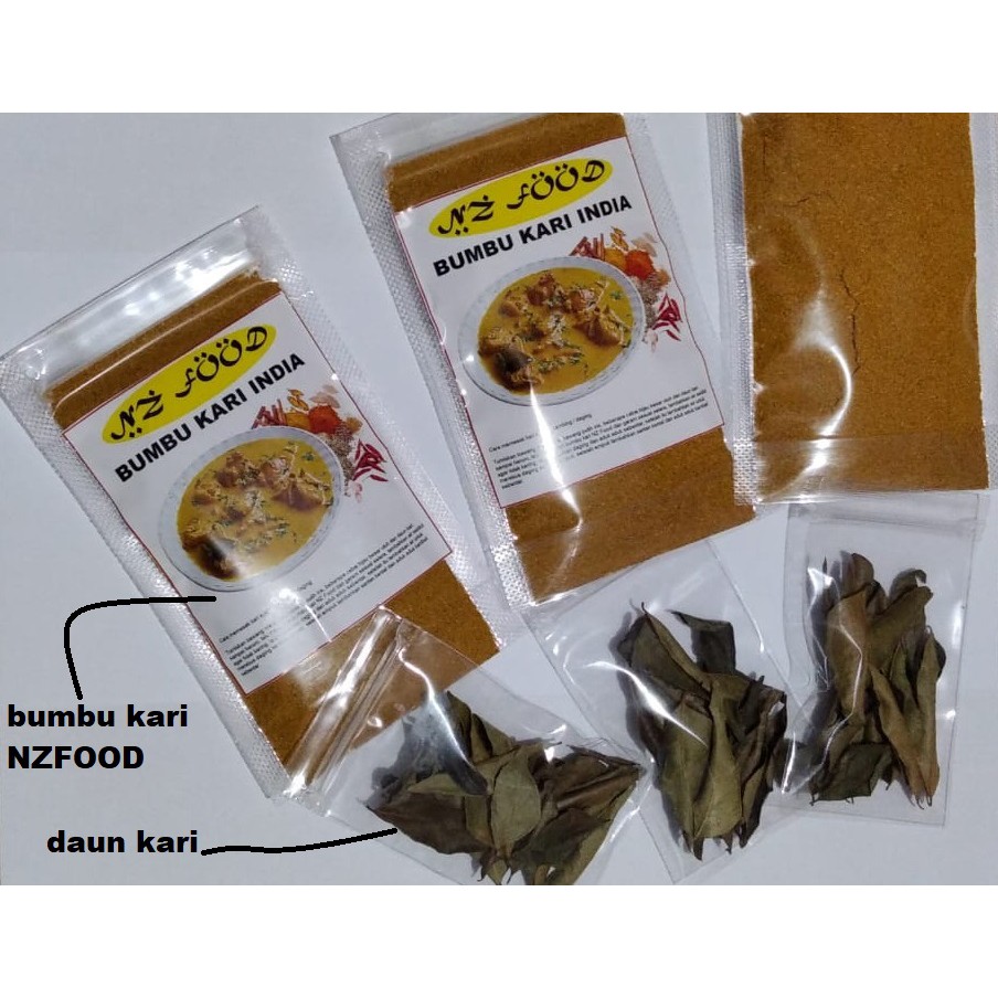 Bumbu kari india dan daun kari NZ Food untuk 1 KG daging