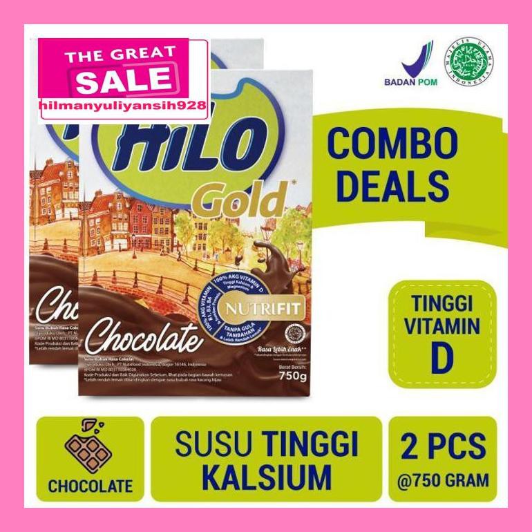 

02T4Dpsum Twin Pack: Hilo Gold Chocolate 750Gr- Susu Tinggi Kalsium S30Ytd50