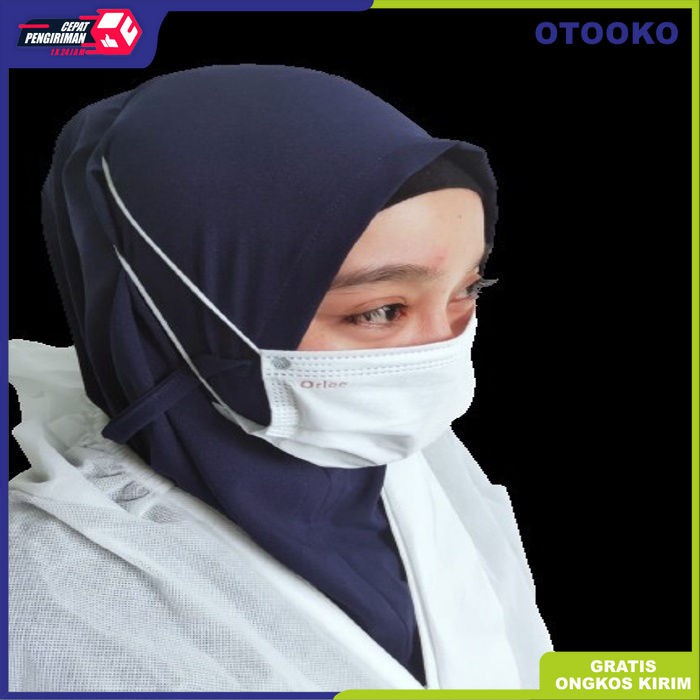 Masker Headloop Hijab 3 Ply 3Ply Headstrap ORLEE Putih White