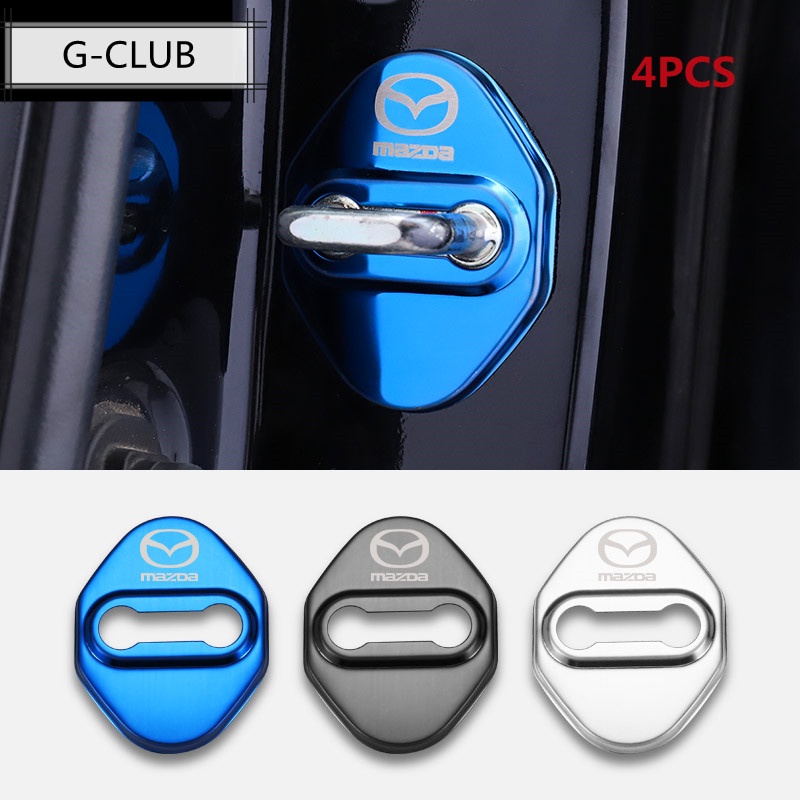 G-club 4pcs / set Stiker Pelindung Kunci Pintu anti Karat Bahan stainless steel Untuk Mazda