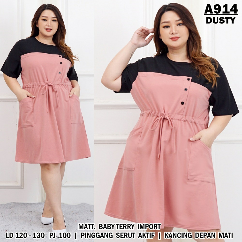 WSE390 - Dress Anisa JUMBO 3XL BIG SIZE UK Fit L To XXXL LD 120 - 130 CM PJ 100 CM PREMIUM QUALITY