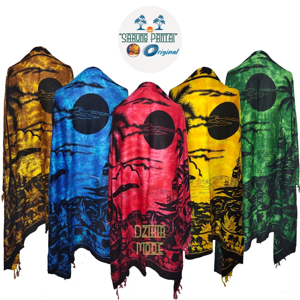 Kain Bali - kain pantai - sarung bali - sarung pantai - kain bali tebal - motif Pemandangan- dzikir 