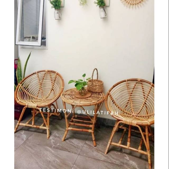 Set kursi teras rotan keong murah / kursi rotan / kursi teras / kursi taman
