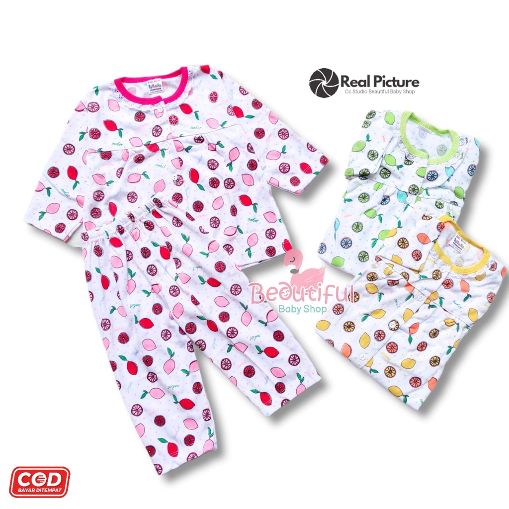 Baby.ou - Setelan Baju Bayi Perempuan Tangan Panjang Celana Panjang Motif Sunkist / Setelan Piyama Bayi Perempuan / Baju Bayi Panjang Perempuan / Baju Tidur Bayi Merk Syifana