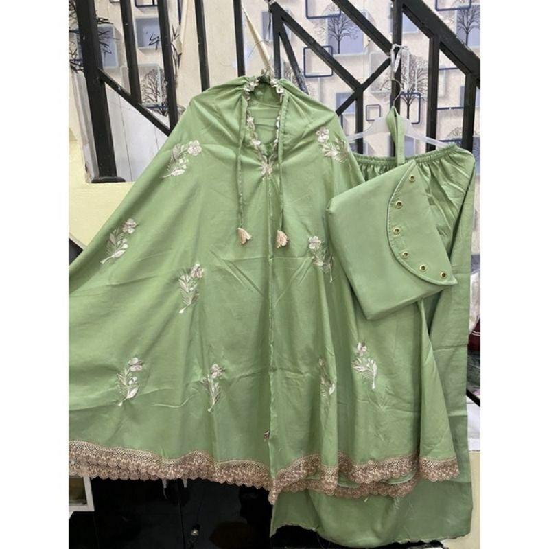 Mukena Dewasa Katun Mikro Bordir Motif Melati by Irvana