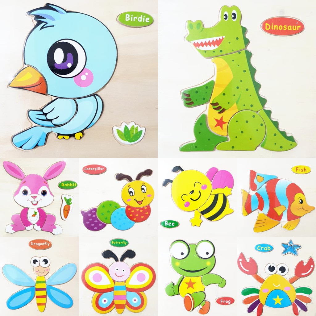 CR PART2 CMK018 Mainan Puzzle  Kayu Anak  3D Gambar  Animal 