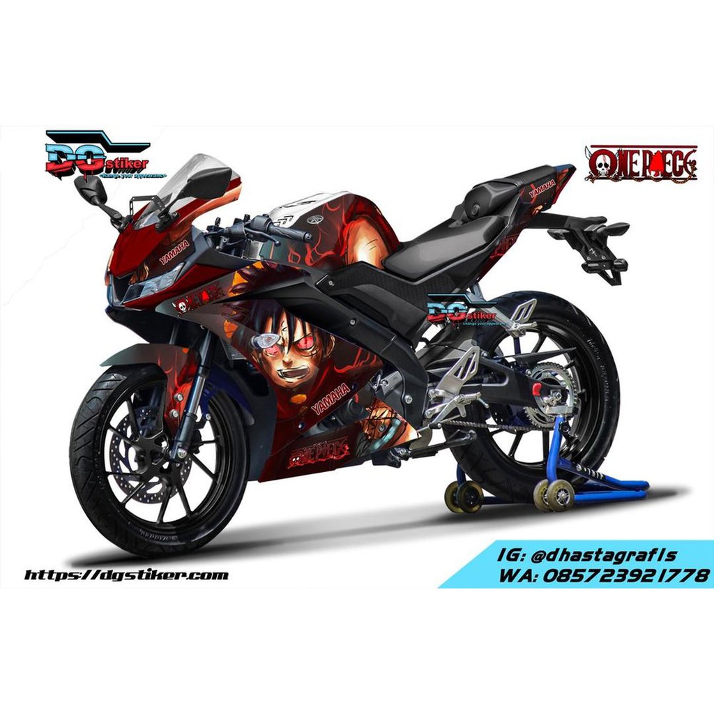 Decal Stiker Yamaha R15 V3 Merah Hitam One Piece V2 Sparepart