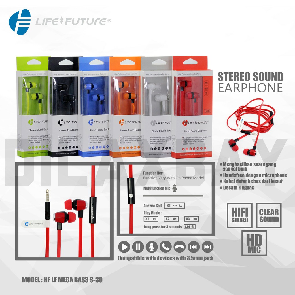 S-30 HF Life Future Stereo Sound Super Bass Headset Headphone Earphone Handsfree S30