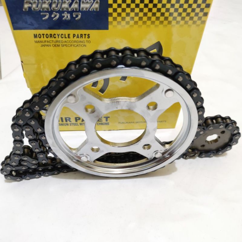 Gear Set Fukukawa CBR 150R Rantai 428H-128L-45T-15T Lubang 4