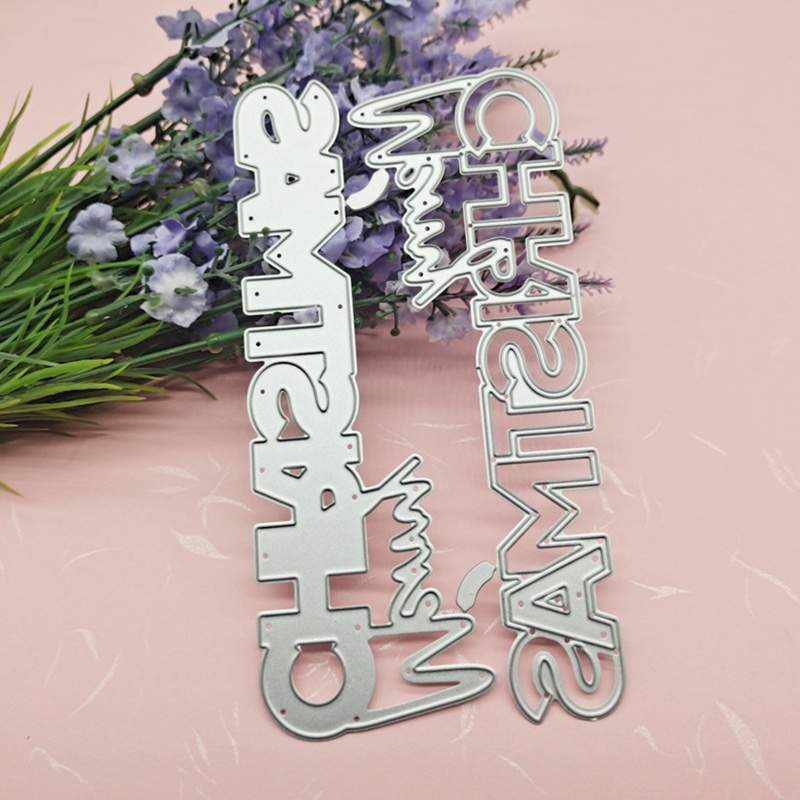 Cetakan Stensil Cutting Dies Motif Merry Christmas Bahan Metal Untuk Scrapbook / Craft DIY