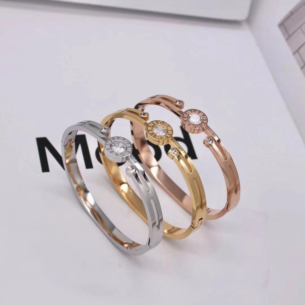 GG Gelang Bangle Premium Lapis Aksen BV* Berlian Warna Rose Gold #GB-149