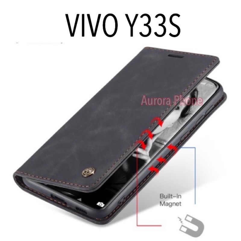 Flip Case Vivo Y33S Original CASEME Leather Wallet Casing Caseme Vivo Y33s