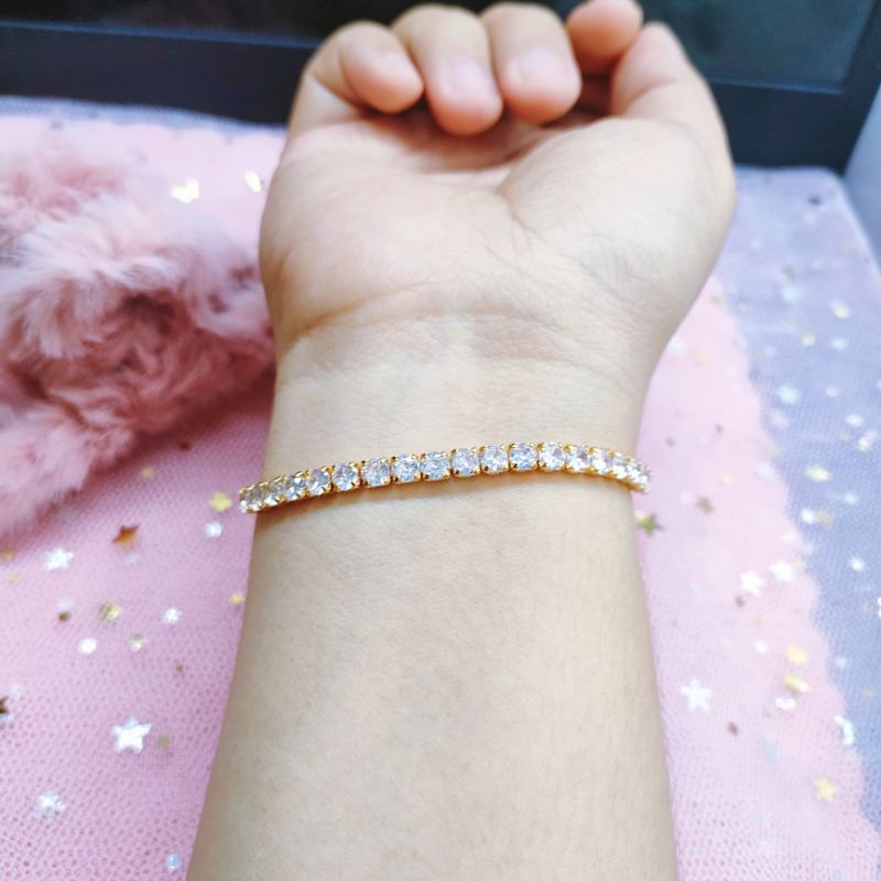 Gelang Serut Wanita Titanium Anti Karat Lapis Emas0159MN