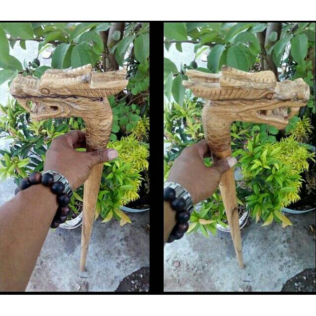 Tongkat jalan kayu bertua BIDARA ARAB ukir naga terlaris