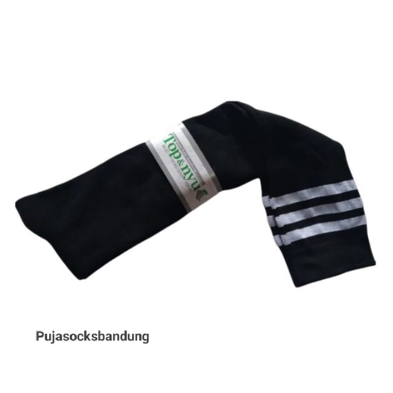 Overknee Socks Garis Strip 3 Sepaha Bahan Tebal Overknee Polos Kaos Kaki Wanita Kaos Kaki Panjang Korean Style Overknee Panjang-6