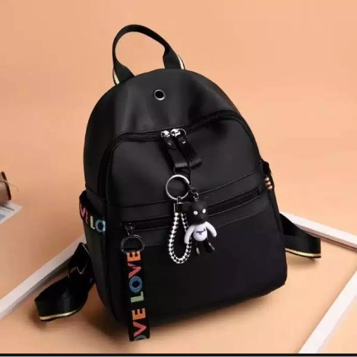 &quot;aurabagss&quot; - Tas Wanita Tas Ransel Wanita Semi Import Water Proof Backpack Wanita Hitam Motif Like This Korea Multifungsi Bisa Buat Tas Sekolah Kuliah &amp; Kerja