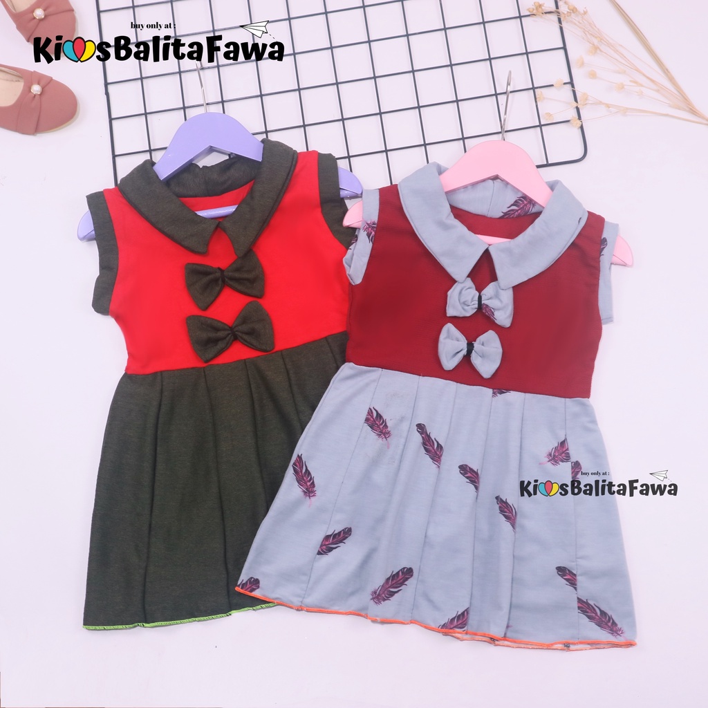 Dress Nindy uk 1-2 Tahun / Dres Kerah Yukensi Import Atasan Baju Anak Perempuan Cewek Harian Grosir