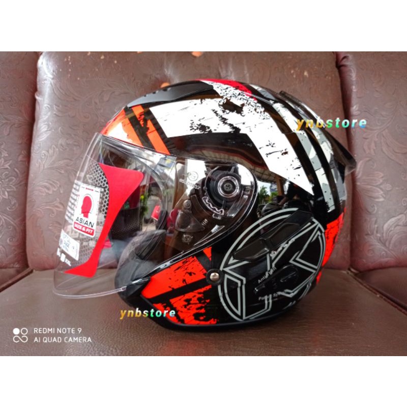 Helm KYT Galaxy Flat R Solid Motif Double Visor Original | KYT Half Face Galaxy Flat R Polos Black Hitam Doff Metalik Fire Red Merah Maroon Ferrari White Putih Gorila Grey Gunmetal Abu Aqua Blue Motif 4 5 Mimetic Neon Matrix Red Blue Yellow galaxy Slide-Motif 5 red
