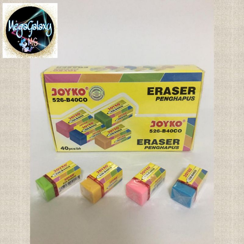 Penghapus Eraser Joyko Kecil Putih Hitam Warna B40P B40BL B40CO