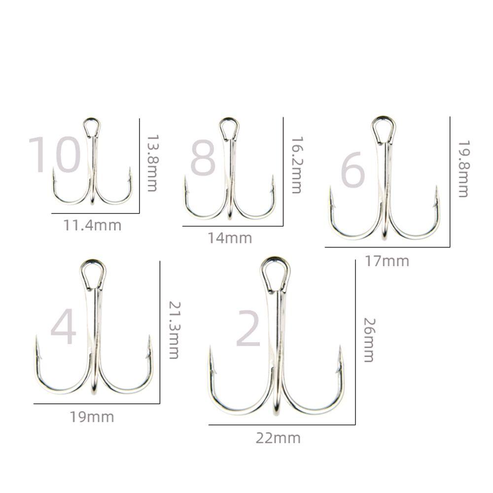 Preva 50pcs Treble Memancing Kait DIY Berduri Baja Karbon Tinggi Tiga Jangkar