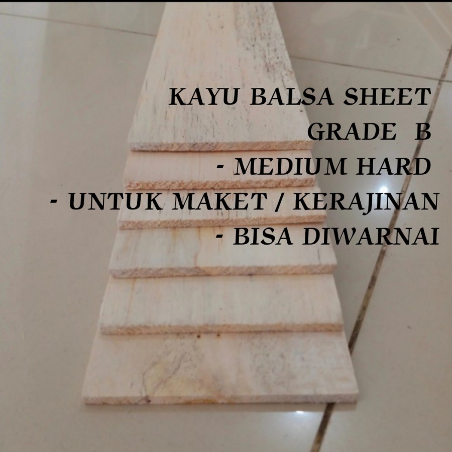 Grade B Kayu Balsa 1.5mm X 10cm X 1meter Papan Balsa Sheet Kayu Maket ...