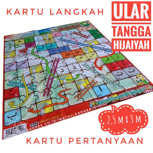 [2,5 m x 3 m] Ular Tangga Hijaiyah Ukuran L Karpet Jumbo Raksasa Mainan Edukasi Anak Islam Muslim
