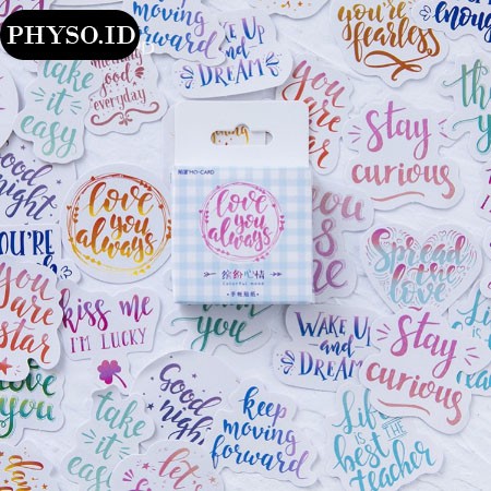 

[PHYSO] 45 PCS STICKER DECO COLORFUL WORDS untuk SCRAPBOOK / DIARY / JURNAL