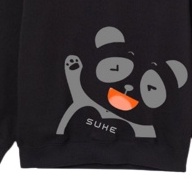 Suke Sweater Crewneck Wanita Panda Hero Black