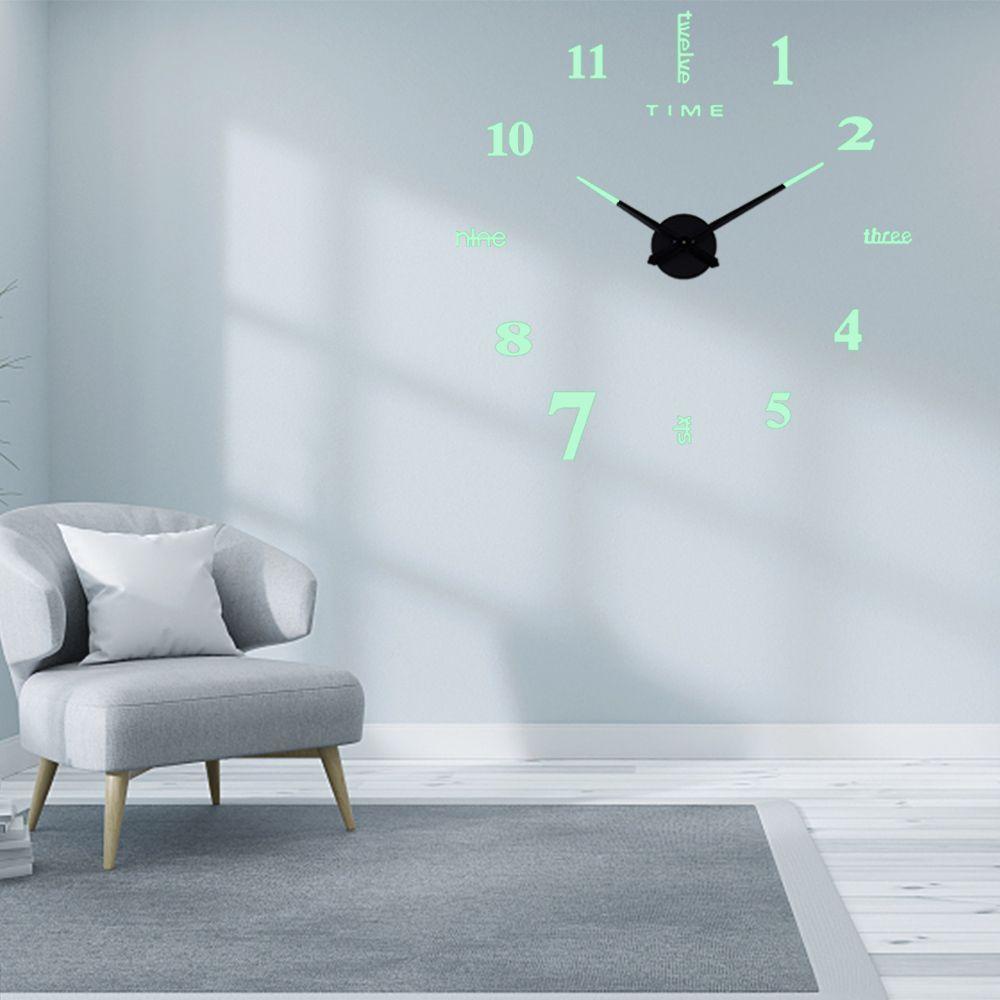 Top Wall Clock DIY Sederhana 3D Luminous Akrilik Jam Stiker Dinding