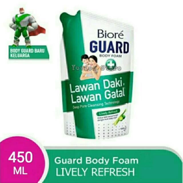 Sabun Cair Biore Guard Livelly Refresh Hijau 450ml Refill