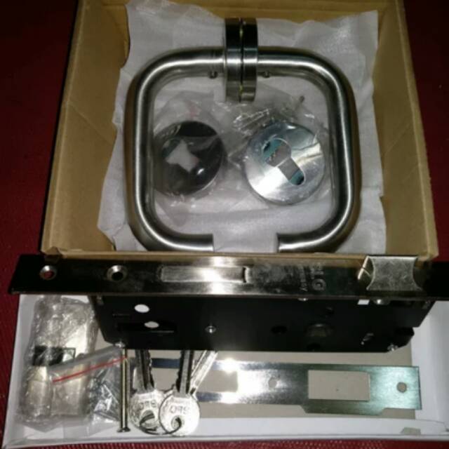 Soligen Handle Pintu Stainless SUS S003-04 Soligen Lever Hardle Set Plus Body