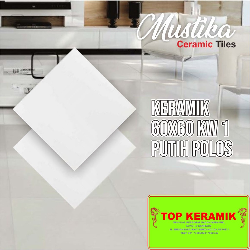 Keramik Lantai Mustika 60x60 Putih Polos