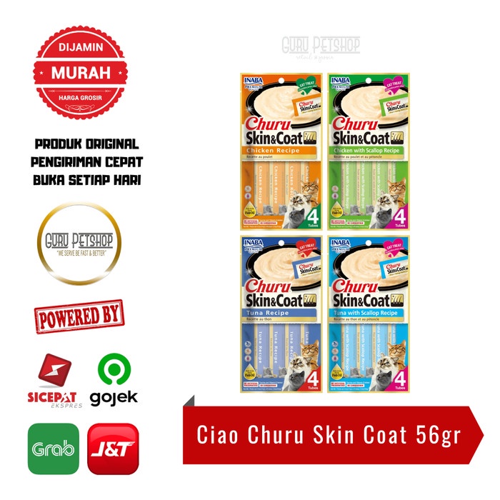 Ciao Churu Cat Skin &amp; Coat 56 Gr / Snack Kucing / Creamy Cat Treats