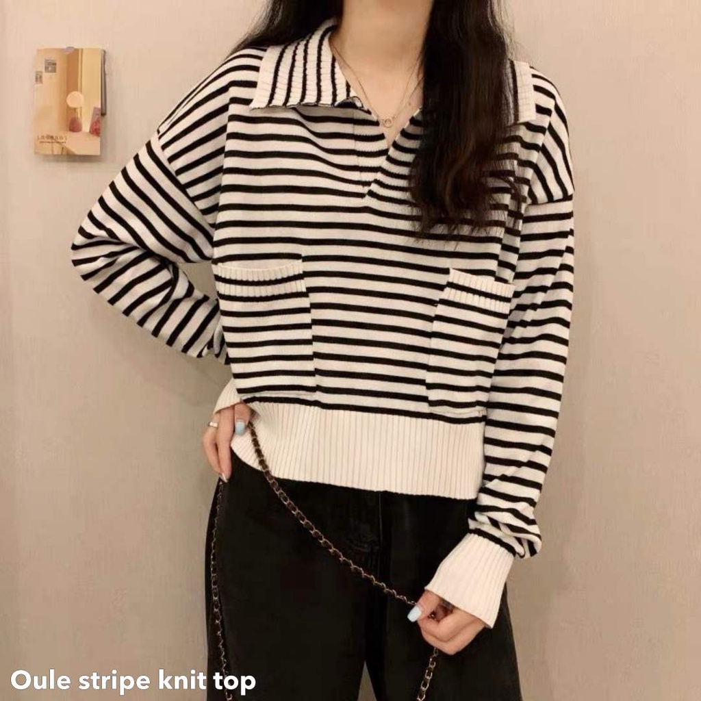 Oule stripe knit top - Thejanclothes