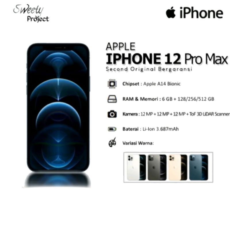 Apple IPhone 12 Pro Max (512 GB) Second Original Like New Fullset