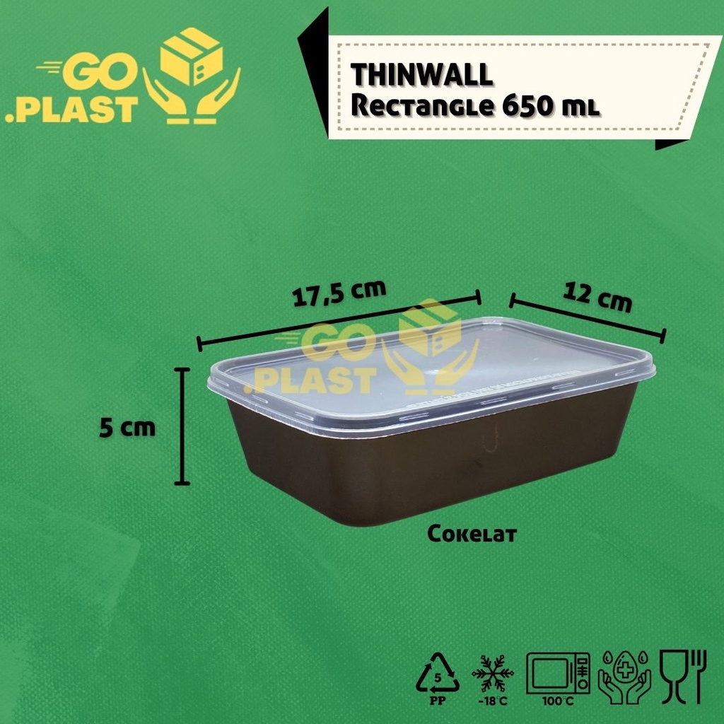 THINWALL 650 ML WARNA / KOTAK MAKAN PLASTIK 650 ML WARNA 12 PCS