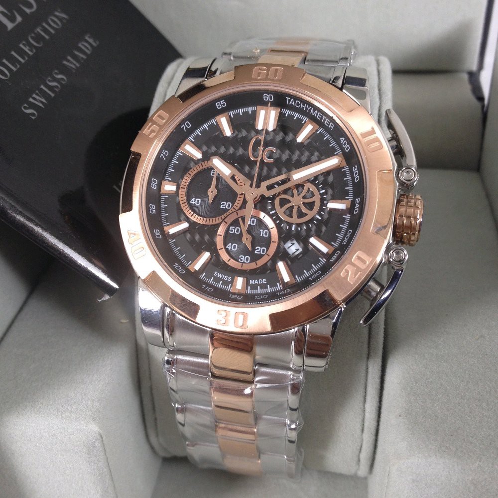 Jam Tangan Pria GU355 Collections GC X11001G2S silver  rosegold 47mm Original