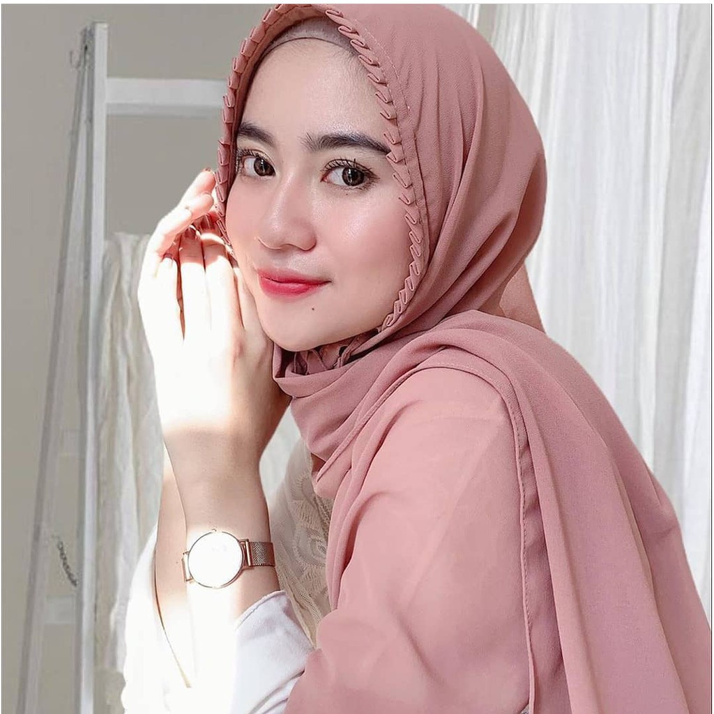 Alny Hijab - Kcb Pashmina Lipit Tali Diamond Italiano / Jilbab Pashmina Instan Tali Lipit