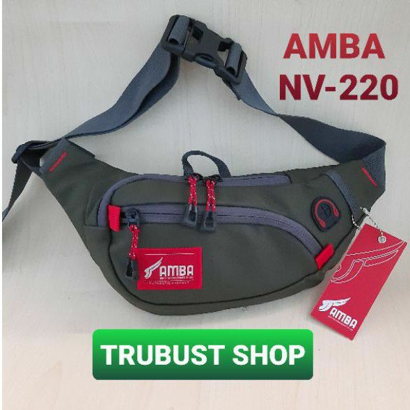 tas slendang selempang waist bag water proof hijau army AMBA NV-220