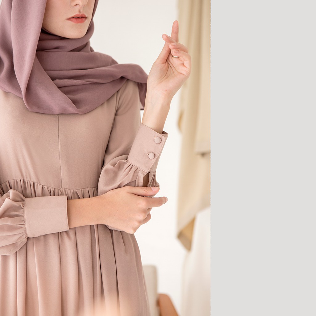 Basic Dress by Aska Label - Gamis Muslim busui dan bumil friendly warna Sand, Navy, Black, Lilac, Offwhite, Mint, Mauve