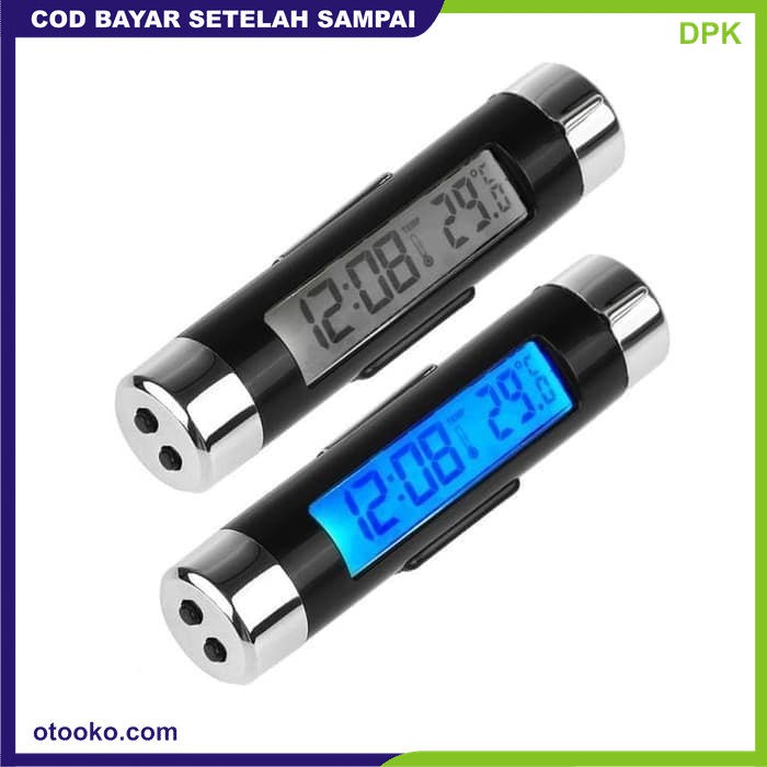 Jam Mobil Digital Suhu Termometer Mobil Car Clock Backlight