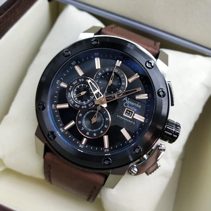 NEW jam tangan pria alexander cristie original ac6519 silver brown
